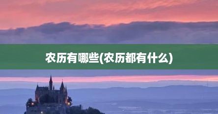 农历有哪些(农历都有什么)