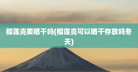 榴莲壳要晒干吗(榴莲壳可以晒干存放吗冬天)
