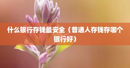 什么银行存钱最安全（普通人存钱存哪个银行好）