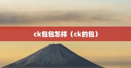 ck包包怎样（ck的包）