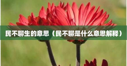 民不聊生的意思（民不聊是什么意思解释）