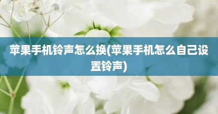 苹果手机铃声怎么换(苹果手机怎么自己设置铃声)