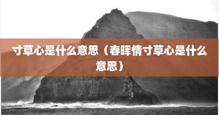 寸草心是什么意思（春晖情寸草心是什么意思）