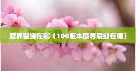 魔界裂缝在哪（100版本魔界裂缝在哪）