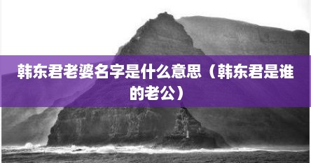 韩东君老婆名字是什么意思（韩东君是谁的老公）