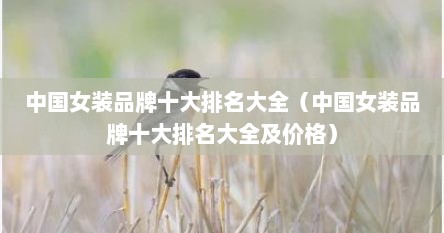 中国女装品牌十大排名大全（中国女装品牌十大排名大全及价格）