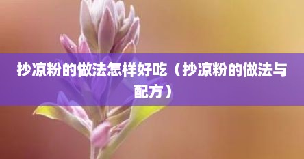 抄凉粉的做法怎样好吃（抄凉粉的做法与配方）