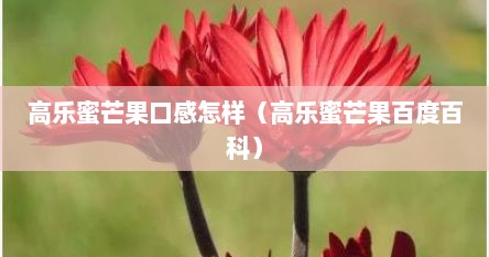 高乐蜜芒果口感怎样（高乐蜜芒果百度百科）