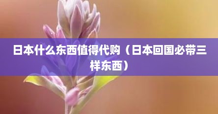 日本什么东西值得代购（日本回国必带三样东西）
