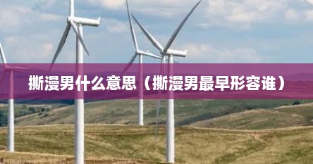 撕漫男什么意思(撕漫男最早形容谁)