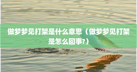 做梦梦见打架是什么意思（做梦梦见打架是怎么回事?）