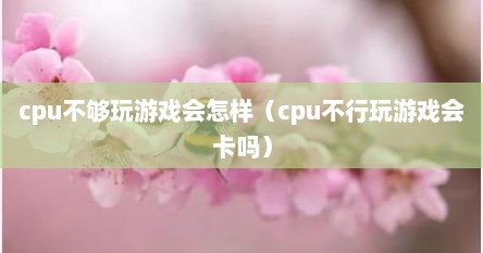 cpu不够玩游戏会怎样（cpu不行玩游戏会卡吗）