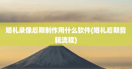 婚礼录像后期制作用什么软件(婚礼后期剪辑流程)