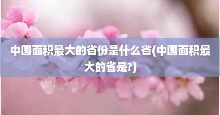 中国面积最大的省份是什么省(中国面积最大的省是?)