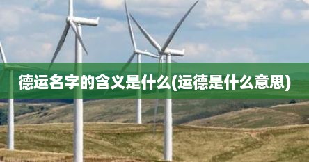 德运名字的含义是什么(运德是什么意思)