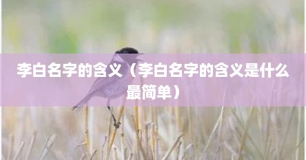 李白名字的含义（李白名字的含义是什么最简单）