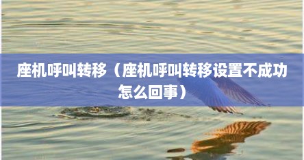 座机呼叫转移（座机呼叫转移设置不成功怎么回事）