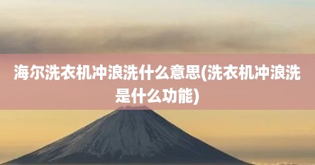 海尔洗衣机冲浪洗什么意思(洗衣机冲浪洗是什么功能)