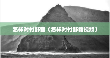 怎样对付野猪（怎样对付野猪视频）