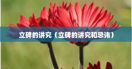 立碑的讲究（立碑的讲究和忌讳）