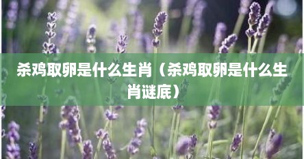 杀鸡取卵是什么生肖（杀鸡取卵是什么生肖谜底）