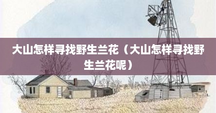 大山怎样寻找野生兰花（大山怎样寻找野生兰花呢）