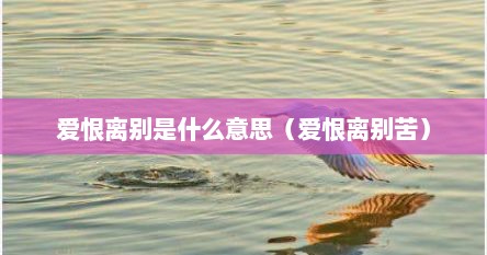爱恨离别是什么意思（爱恨离别苦）