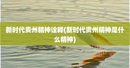 新时代贵州精神诠释(新时代贵州精神是什么精神)
