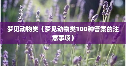 梦见动物类（梦见动物类100种答案的注意事项）