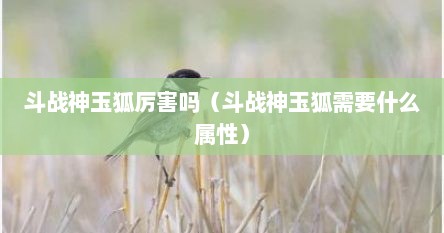斗战神玉狐厉害吗（斗战神玉狐需要什么属性）