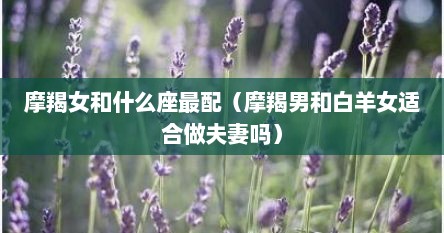 摩羯女和什么座最配（摩羯男和白羊女适合做夫妻吗）