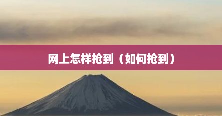 网上怎样抢到（如何抢到）