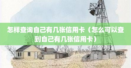 怎样查询自己有几张信用卡（怎么可以查到自己有几张信用卡）