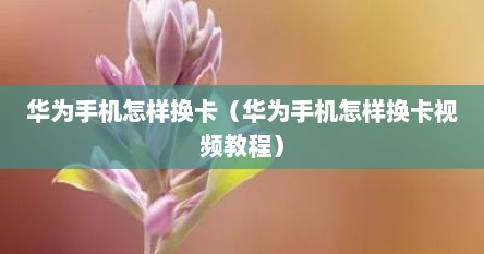 华为手机怎样换卡（华为手机怎样换卡视频教程）