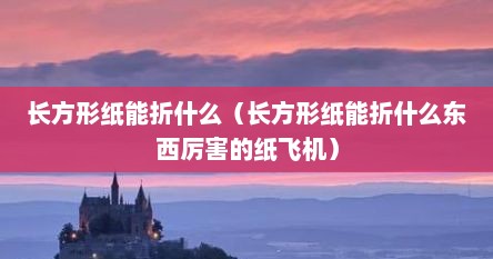 长方形纸能折什么（长方形纸能折什么东西厉害的纸飞机）