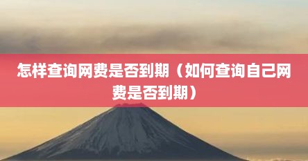 怎样查询网费是否到期（如何查询自己网费是否到期）