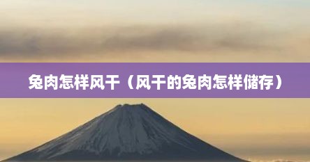兔肉怎样风干（风干的兔肉怎样储存）