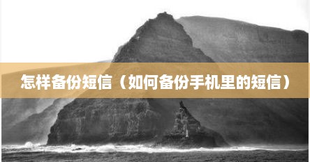 怎样备份短信（如何备份手机里的短信）
