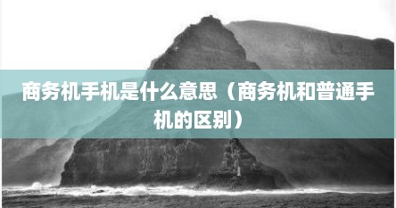 商务机手机是什么意思（商务机和普通手机的区别）