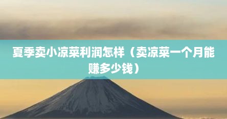夏季卖小凉菜利润怎样（卖凉菜一个月能赚多少钱）