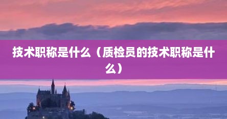 技术职称是什么（质检员的技术职称是什么）