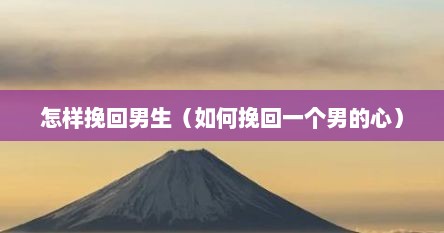 怎样挽回男生（如何挽回一个男的心）