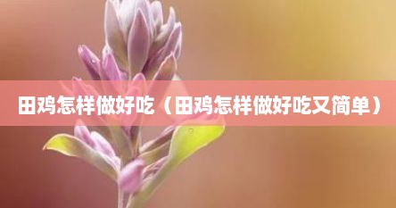 田鸡怎样做好吃（田鸡怎样做好吃又简单）