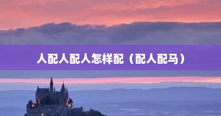人配人配人怎样配（配人配马）