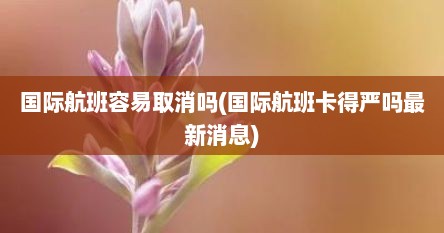 国际航班容易取消吗(国际航班卡得严吗最新消息)