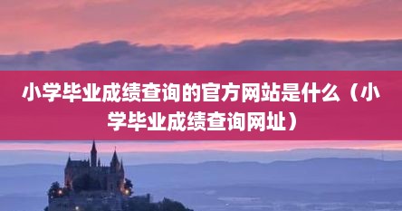 小学毕业成绩查询的官方网站是什么（小学毕业成绩查询网址）