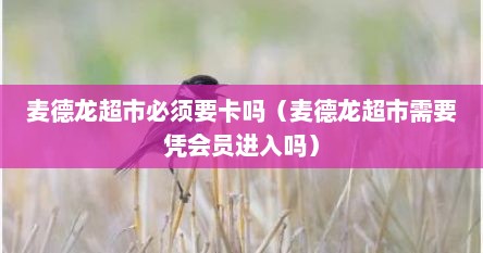 麦德龙超市必须要卡吗（麦德龙超市需要凭会员进入吗）