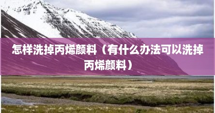 怎样洗掉丙烯颜料（有什么办法可以洗掉丙烯颜料）