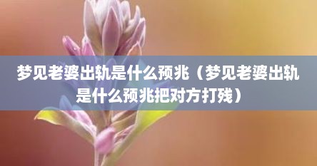 梦见老婆出轨是什么预兆（梦见老婆出轨是什么预兆把对方打残）