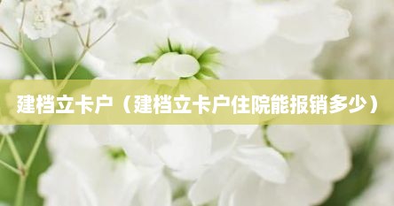 建档立卡户（建档立卡户住院能报销多少）